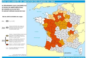 Carte restrictions d'eau août 2010