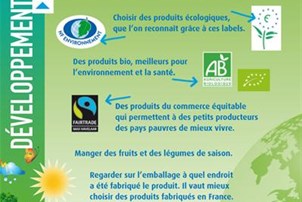 Affiche Le développement durable acheter écolo